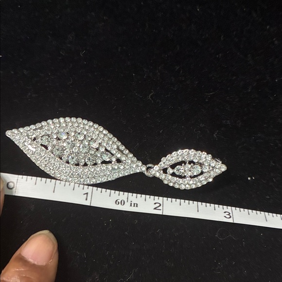 Silver Drop Earrings clip on post - Picture 7 of 7